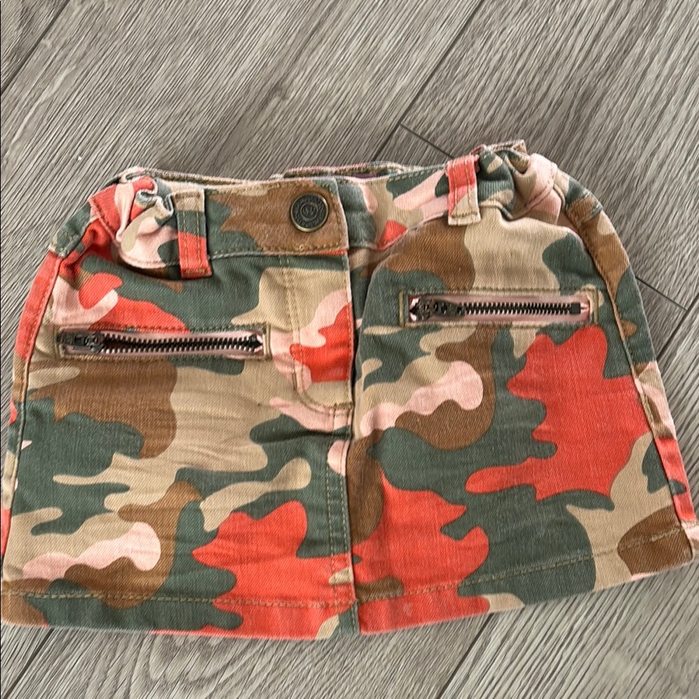 Mango Kids Camo Skirt - Green, Orange, and Pink